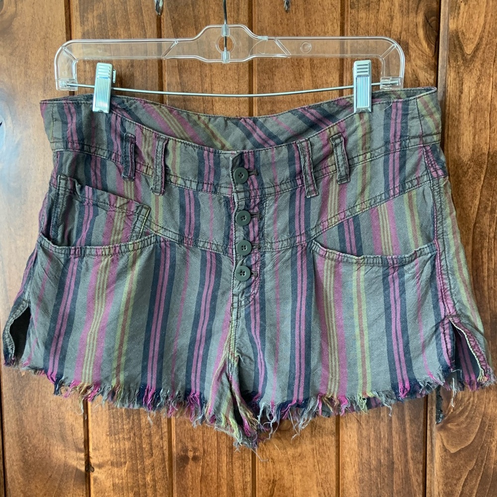 Free people striped frayed shorts